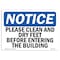 Signmission OSHA Sign, 10" H, Rigid Plastic, Please Clean And Dry Your Feet Before Entering Sign, Landscape OS-NS-P-1014-L-17345 - alternate 1